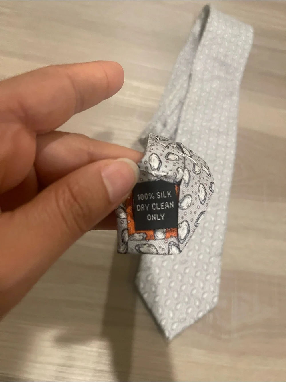 Nola couture Beach Beige Mini Gulf Oysters Tie 100% silk